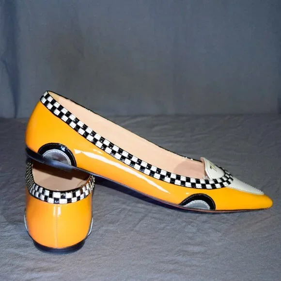 Kate Spade Gogo Taxi Flats Size 8.5 & Matching Taxi Stud Earrings Set - Picture 5 of 7